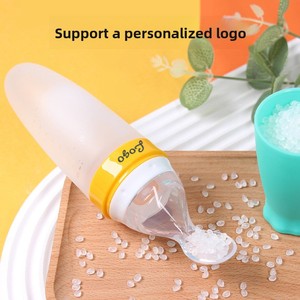 Cuillère-biberon personnalisable en silicone pour bébé, ustensile d'apprentissage pour nourrissons, motif uni, sans poignée, pour aliments complémentaires - Product Image 1
