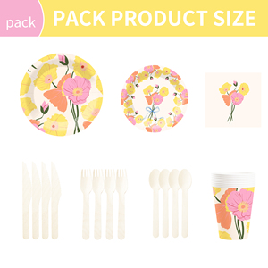 DAMAI - Juego de Decoración para Fiestas de Cumpleaños, Tema de Flores, Platos de Papel con Hojas de Cerezo, Mantel, Vajilla Desechable para Fiestas - Product Image 6