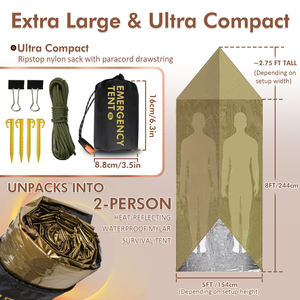 <span class=keywords><strong>2</strong></span>人用屋外防水アルミ化箔熱緊急サバイバルマイラーテント - Product Image 4