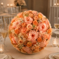 JFD Hochwertige Moderne Orange Künstliche Seiden-Hortensien-Rosen-Kugel Hochzeitstisch-Arrangement Anpassbare Größe