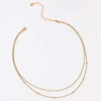 Chaîne d'été simple en zircon et boule Collier à double couche en acier inoxydable Bijoux de mode