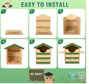 Casa del gufo per esterno scatola di nidificazione del gufo ha visto la casa dell'uccello del gufo grande legno rettangolare apertura scatola per uccelli - Product Image 6