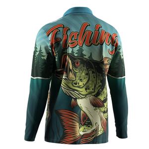 Polo à manches longues à motif pêche, tissu respirant anti-humidité UPF50+, idéal pour la chasse - Product Image 6