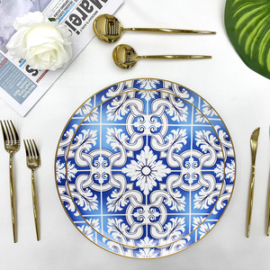 Vajilla de Cerámica Azul y Blanca Estilo Barroco Vintage, Juego de Platos de Porcelana para Restaurante, Plato de Presentación de Porcelana Fina - Product Image 6