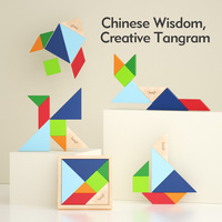 Jouets éducatifs Montessori en bois pour enfants de 3 à 5 ans, puzzle Tangram, jeu de réflexion