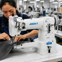 Machine à coudre industrielle JOCKY JK335A à bras cylindrique et alimentation par entraînement pour cuir, chaussures, sacs et tapisserie