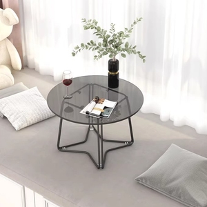 Mesa de Centro Pequeña de Vidrio de Lujo, Estilo Nórdico Moderno, Resistente, con Borde para Ventanal, Diseño de Mesa Baja Tatami - Product Image 1