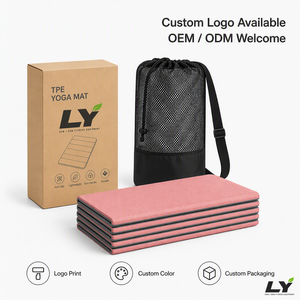 Tapis de yoga TPE pliable 9 volets avec logo personnalisé, antidérapant, lignes d'alignement, portable, 185x80cm, pour la maison, la salle de sport et le Pilates - Product Image 6