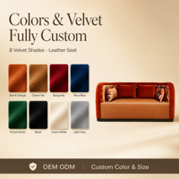 Canapé Chesterfield deux places en velours et cuir, design incurvé, pour appartement, couleur personnalisée, usine OEM ODM