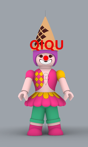 QIQU Figurine publicitaire gonflable géante de 4 m en forme de clown crème glacée rose pour extérieur, en tissu Oxford 210D, certifiée CE et ROHS - Product Image 4