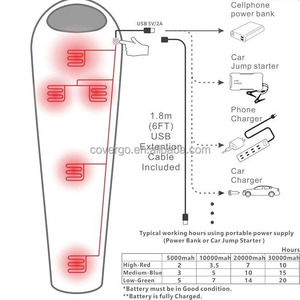 Support d'alimentation multi USB Système de chauffage thermique Auto-chauffant Grande qualité <span class=keywords><strong>Camping</strong></span> Sac de couchage électrique étanche Chauffant - Product Image 4