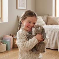 Peluche Lapin Réaliste Haute Fidélité, Jouet en Peluche Super Doux en Coton PP, Décoration Personnalisée pour la Maison, Cadeau de Marque OEM