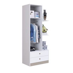 Armario Infantil AMORE de 1 Puerta, 2 Cajones y 3 Estantes, Moderno, de Madera y Aglomerado, Color Blanco/Humo, Duradero - Product Image 3