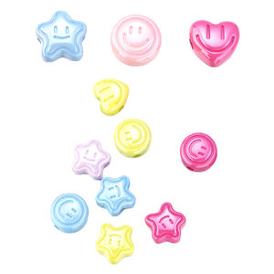 Cuentas Acrílicas Coloridas al por Mayor, con Diseño de Cara Feliz, Planas, Redondas, en Forma de Corazón y <span class=keywords><strong>Estrella</strong></span>, para Hacer Pulseras, Collares, Accesorios para Teléfonos Móviles - Product Image 3