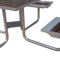 Table de pique-nique d'extérieur en bois et métal avec siège ensemble de jardin table de salle à manger et chaise en bois commerciale de patio table à thé d'extérieur