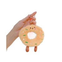 Jouet en peluche mignon et doux en forme de beignet, hamburger et pain 3D, porte-clés de sac, pendentif de voiture, cadeau, vente en gros