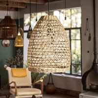 Fabriqué à la main écologique Boho rotin pendentif abat-jour lumière LED Source d'alimentation ca pour cuisine et chambre décor