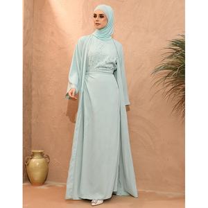 Ensemble Abaya 3 pièces pour femmes musulmanes, nouveau Design de vêtements islamiques sans manches, haut et <span class=keywords><strong>pantalon</strong></span> et Cardigan - Product Image 1