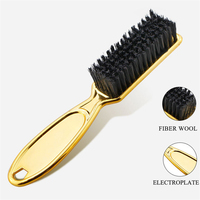 Logo personnalisé poignée plaquée or brosse à cheveux Mini barbier Salon de coiffure nettoyeur de cou plumeau décoloration brosse cheveux coupe tondeuse brosse