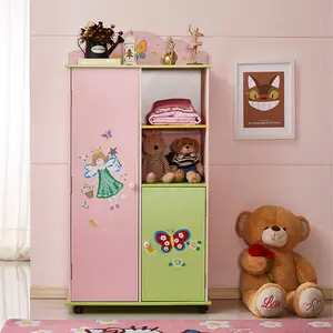 Lemari Pakaian Anak, Furnitur Kabinet Penyimpanan Mantel Peri Kayu Putri Gaya Cantik