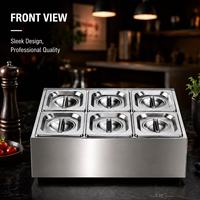 Support de bac Gastronorm en acier inoxydable pour buffet, avec une seule ligne et 6 compartiments