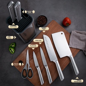 Nouvel ensemble de couteaux de cuisine en acier inoxydable avec ciseaux, manche creux et bloc de rangement - Product Image 2