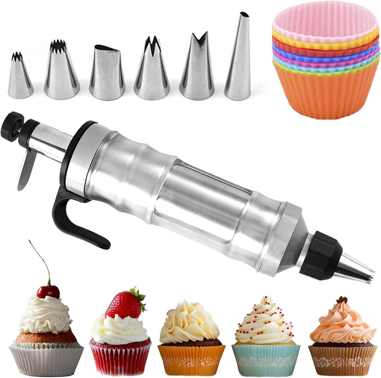 Dessert Decorating Syringe Set Icing Piping Kit Stainless Steels Cake  Decorating Tools Piping Nozzles Cupcake Decorating Kit