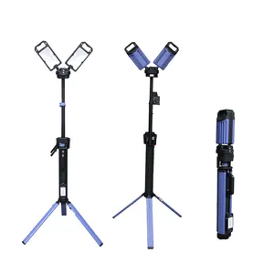 5000 lümen taşınabilir şarj edilebilir ikiz kafa COB LED Tripod çalışma ışığı sel katlanabilir Led Tripod çalışma ışığı Tripod