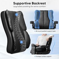 Chaise de bureau ergonomique noire avec appui-tête et accoudoirs réglables Chaise de bureau en cuir avec coussin épais Support lombaire