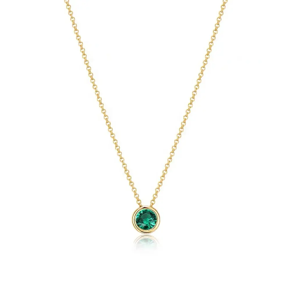 New Design Gemstone Jewelry Necklace 14K Gold Plated S925 Silver Chain Emerald Necklace Wedding Women Necklace