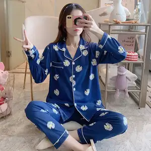 Conjunto de pijama feminino, alta qualidade, venda quente, 3 cores, manga comprida, poliéster, roupa noturna, feminina, pijamas de dormir