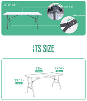 Ensemble table et chaises pliantes d'extérieur rectangulaires en plastique blanc portable avec support OEM pour événements