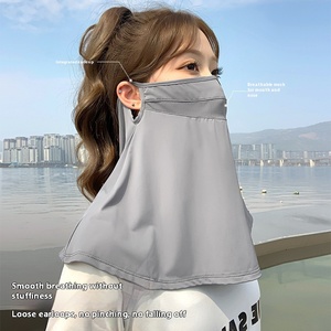 Femmes été glace soie Gini masque de protection solaire complet Anti-UV voile de Protection solaire pour l'équitation et la conduite cou ombre voile visage voile - Product Image 3