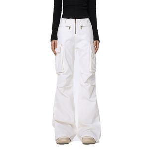 กางเกงขายาวทรงสปอร์ตผ้าฝ้ายทรงบานสำหรับผู้หญิง สไตล์ Y2K น้ำหนักเบา ทรงหลวมแบบพาราชูท กางเกงคาร์โก้ผู้หญิง รับผลิตตามสั่งขายส่ง - Product Image 4