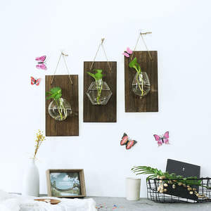 Giardino <span class=keywords><strong>interno</strong></span> idroponico pannelli di legno parete arte metallo pianta modellata parete interna appeso fioriera di vetro per ufficio formato corda - Product Image 6