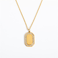 Tendance Bijoux 2023 Collier Pendentif en Acier Inoxydable 316 avec Zircone Carrée Colorée Transparente et Chaîne en Corde pour Cadeaux Femmes