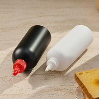 Bouteille de sauce en plastique HDPE de qualité alimentaire avec logo personnalisé, 300 ml, 500 ml, bouteille de distribution avec buse à visser, bouteille d'extrusion