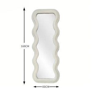 TETE Fábrica al por mayor Teddy Velvet Espejo de cuerpo entero Forma de onda Doble capa Sala de estar Espejo de baño decorativo