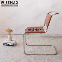 WISEMAX FURNITURE Chaises de salle à manger modernes en cuir de selle marron Mart design pieds en métal Fauteuil à utiliser pour restaurant café bureau