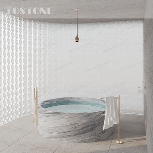 Vasca da Bagno in Marmo Naturale Grigio Fiorentino di Lusso Tostone, Bestseller per Hotel e Ville, Decorazione per Bagno - Product Image 2