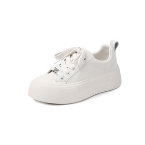 Baskets compensées tendance pour femmes, en maille respirante, semelle extérieure en caoutchouc, résistantes à l'usure, décontractées, couleur unie blanche, vente en gros - Product Image 4