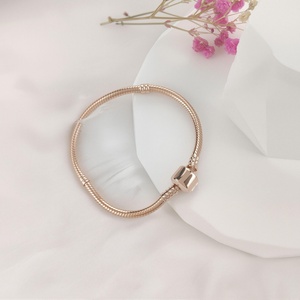 NUOVO Bracciale a Catena Serpente in Argento Sterling 925 con Chiusura a Clip, Adatto per Charms Originali Fai-da-te, Braccialetto Rigido con Chiusura a Cuore, <span class=keywords><strong>Gioielli</strong></span> alla Moda, Regalo per Donne e Ragazze - Product Image 6