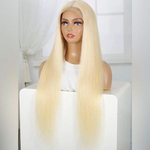 Wholesale Price Dropshipping Hot Sale Platinum Blonde <b>Long</b> Straight Human Hair Lace Front <b>Wig</b> Easy Wear Fashion Trendy <b>Wig</b> - Product Image 5