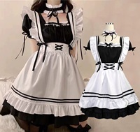 Ensemble de 8 pièces Maid Lolita Chemise Costumes de jeu de rôle pour fête Club scène vêtements nœuds papillon robes de bal serveuse uniforme Plus
