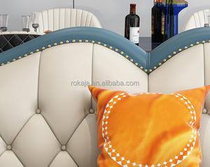 Luxuriöses 1+2+3-Sitzer Ledersofa-Set Modernes Villa-Hotel Schnallen-Kombinationssofa Wohnzimmer Edelstahl-Beine Ecksofa - Product Image 4