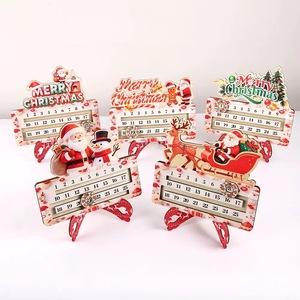 Pafu - Decoración Navideña de Madera <span class=keywords><strong>para</strong></span> Escritorio, Calendario de Adviento con Diseño de Papá Noel y Muñeco de Nieve, Regalo de Navidad - Product Image 1