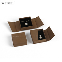 WEIMEI Boîte d'Emballage de Bijoux en Carton Marron Personnalisée avec Logo Design Sur Mesure pour Collier, Bracelet, Bague et Boucles d'Oreilles