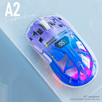 Ratón Wolf A2 de modo dual RGB luminoso 2,4G inalámbrico BT transparente para juegos, ordenador, ratón de oficina