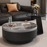 Table basse en dalle de roche style luxe léger avec espace de rangement personnalisable pour salon, maison, petit appartement, haut de gamme, moderne