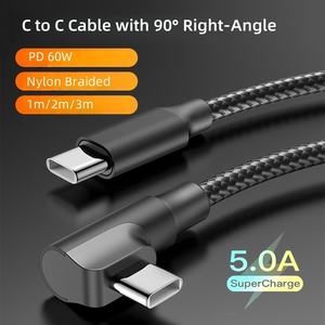 Cable USB C a Tipo-C de Carga Rápida de 60w con Codo de Aleación de Aluminio Trenzado de 90 Grados y 5A para iPhone 17, <span class=keywords><strong>Samsung</strong></span> y Huawei - Product Image 6